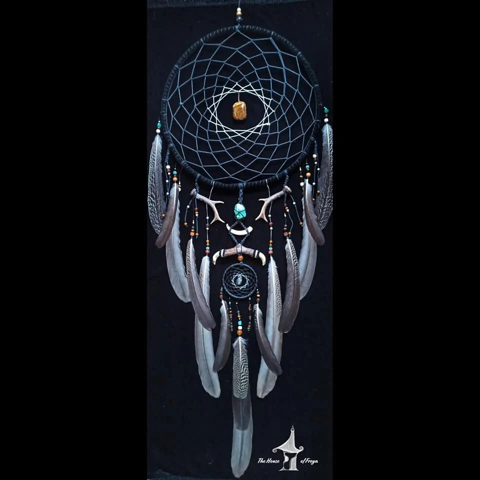 Hern the Hunter — a sold bespoke dream catcher with deer antlers